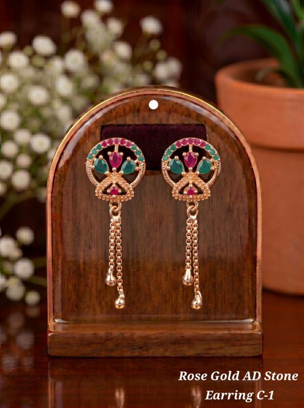 Rose gold ad Stone Earring C 1 Imitation jewelry manufacturers in India